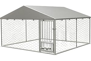 Tmsan Dog Kennel Outdoor, Dog House with Waterproof Roof & Secure Lock, Large Dog Crate Fence, Outside Pet Playpen for Chicken, Rabbit, Cat, 10ft