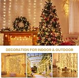 Lezonic Curtain Fairy Lights 3m x 3m 300LED USB with 8 Modes Remote Warm White view 2