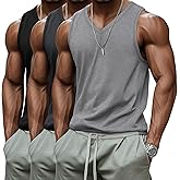 Ficerd 3 Pack Men's Big and Tall Workout Tank Tops, V Neck Sleeveless Gym Muscle T-Shirts Athletic Tee Summer Vest Top
