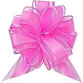 jefyghe 6 PCS Large Pull Bows 6 Inch Pink Bows for Gift Wrapping Wedding Basket Christmas Birthday Party Valentine's Day Gift Boxes and Flower Decorations