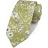 Floral Necktie Men Novelty Ties Peony Floral Printed Skinny Cotton Wedding Ties for Groomsmen