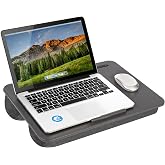 LAPGEAR The Original Lap Desk &ndash; Charcoal, Fits 17" Laptops | Microbead Cushion, Device Ledge, Built-In Pencil Tray, Carry Handle