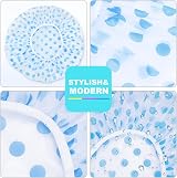 OWill 6 Pcs Shower Caps for Women Waterproof Reusable 28cm Elastic Band view 4