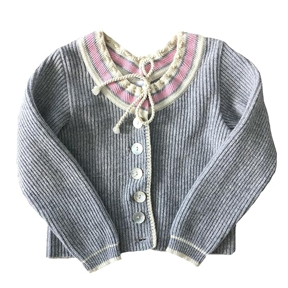 Märchenwerkstatt Mädchen Trachtenjacke grau rosa Strickjacke aus weicher Merinowolle
