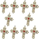 Cross Rosary Charms Crystal Zircon Pendants Gold/Sliver Plated Alloy for Jewellery Making DIY Craft Bracelet Necklace Earring