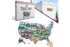 LUSHLEAF DESIGNS RV State Map Sticker Travel Map - 11" x 17", Explore & Mark States Visited - Interior/Exterior UV-Protected Fade Resistant USA Map Decal - Essential Motorhome, Camper & Van Life Accessory