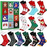 Shyyween 12 Pack 2026 Socks Calendar Gifts Funny Unisex Socks Calendar with Gifts Box for Woman Man Birthday Holiday Party Favor (Classic)