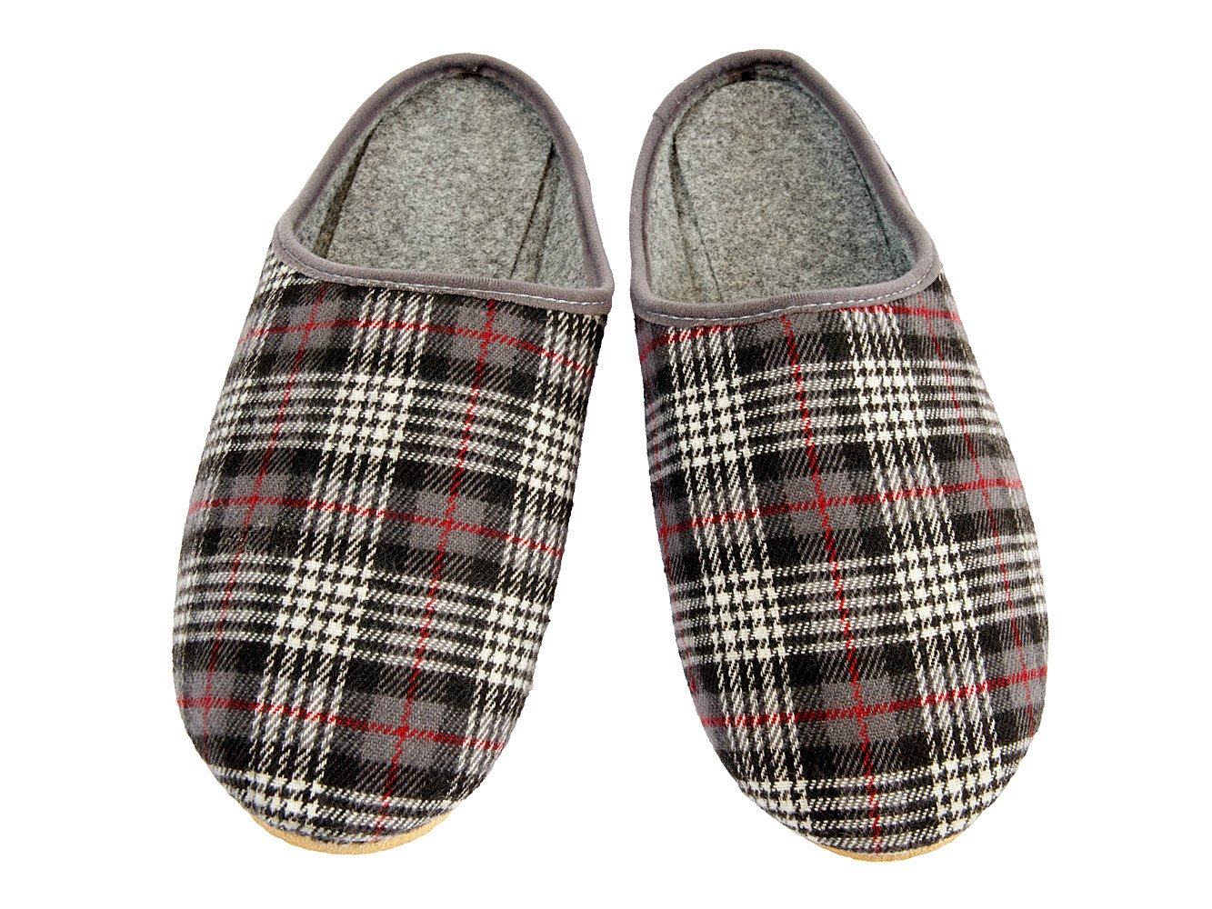 Filzpantoffeln Hausschuhe aus Filz mit Gummisohle Filzlatschen Soft für Herren Gitter Braun Dunkelblau Grau Apreggio (43, Grau)