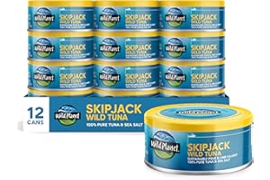 Wild Planet Skipjack Wild Tuna, Sea Salt, Canned Tuna, Pole & Line Sustainably Wild-Caught, Non-GMO, Kosher, 5 Ounce Can (Pack of 12)