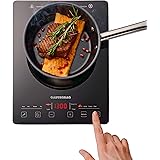 Gastrorag 1300W ULTRA-THIN AND ELEGANT Portable Sensor Touch Single Burner Induction Cooktop – Lightweight, Ceramic, 10…