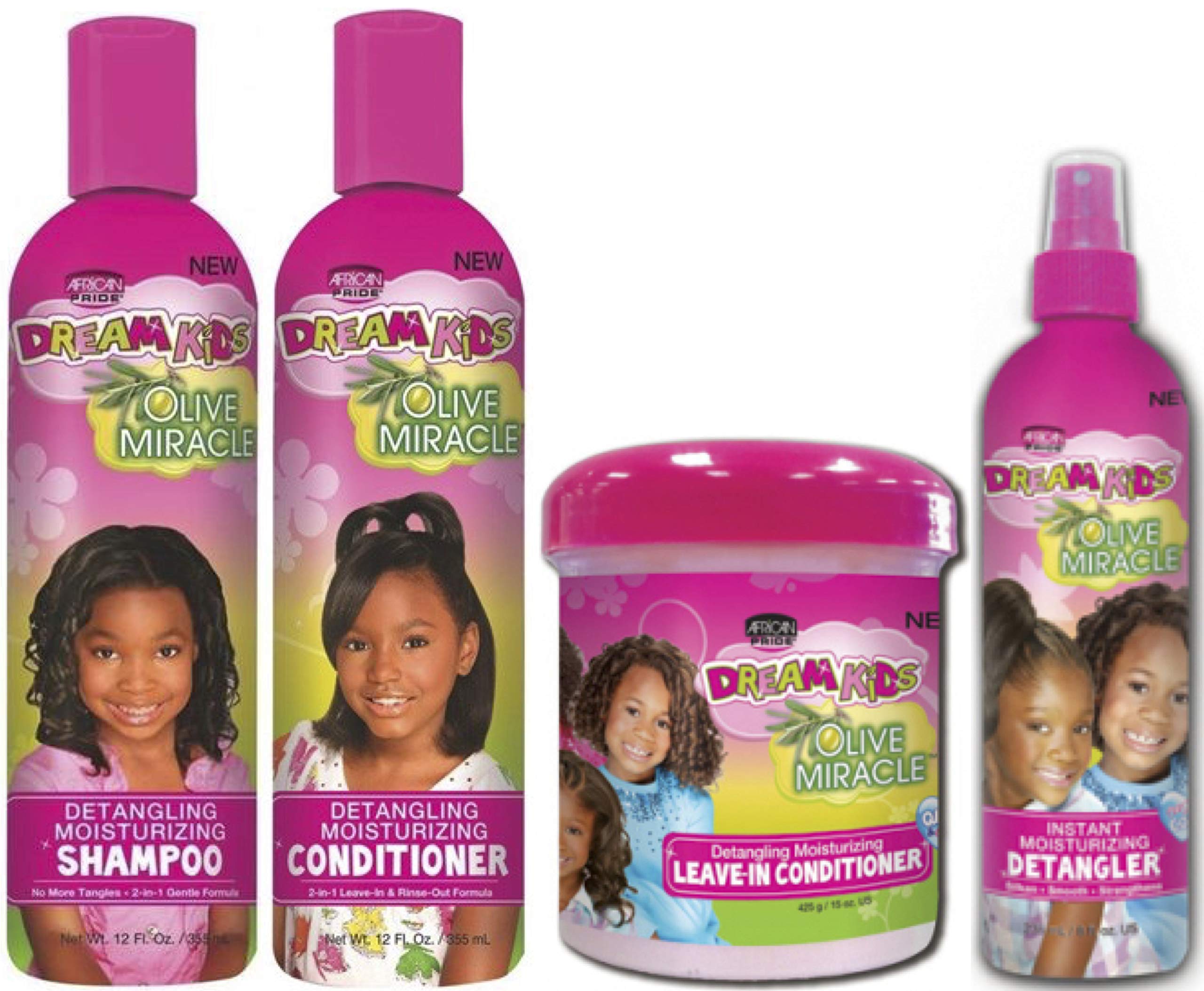 African Pride - Dream Kids Detangling Shampoo, Conditioner, Leve-in Conditioner & Detangler