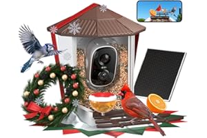 wansview Bird Feeder with Camera-Smart Bird Feeders for Outdoors Solar Powered, Birdhouse with Cam & Instant Alert, 2K Live Video, AI Identify Species, Ideal Gift for Tech Lovers, F1, Brown, 2.4G WiFi