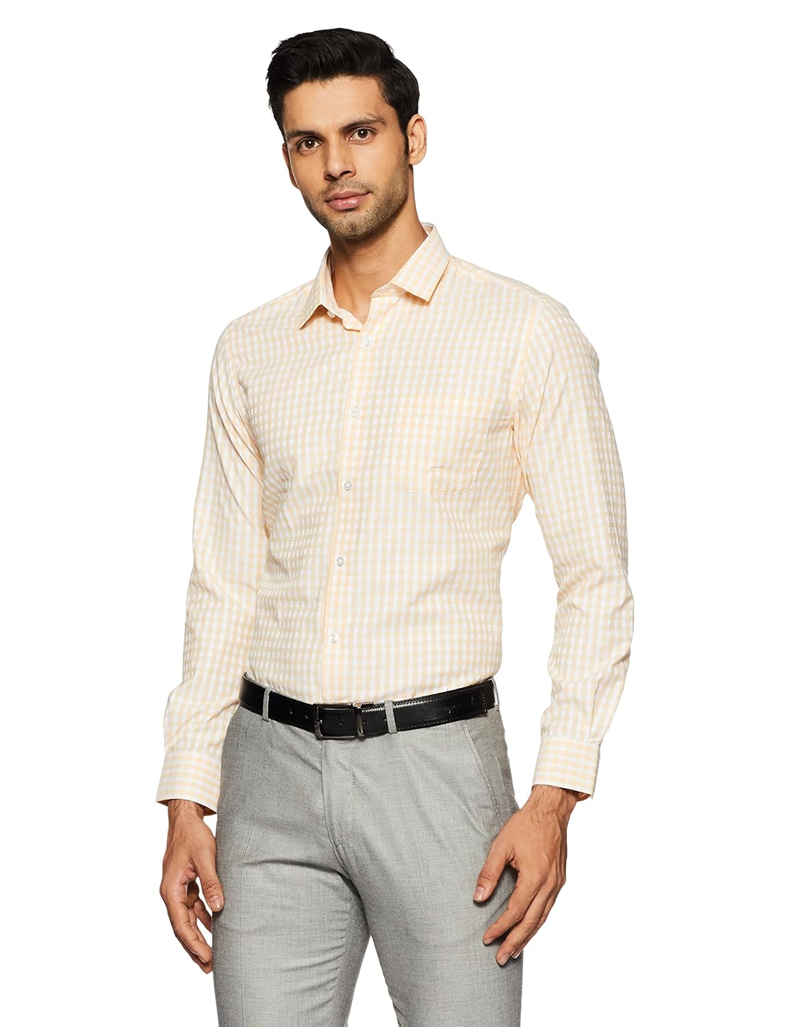 peter england men's solid regular fit formal shirt