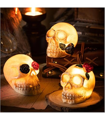 Amazon.com: XGOPTS Skull Head with LED Light Up Glowing Eyes