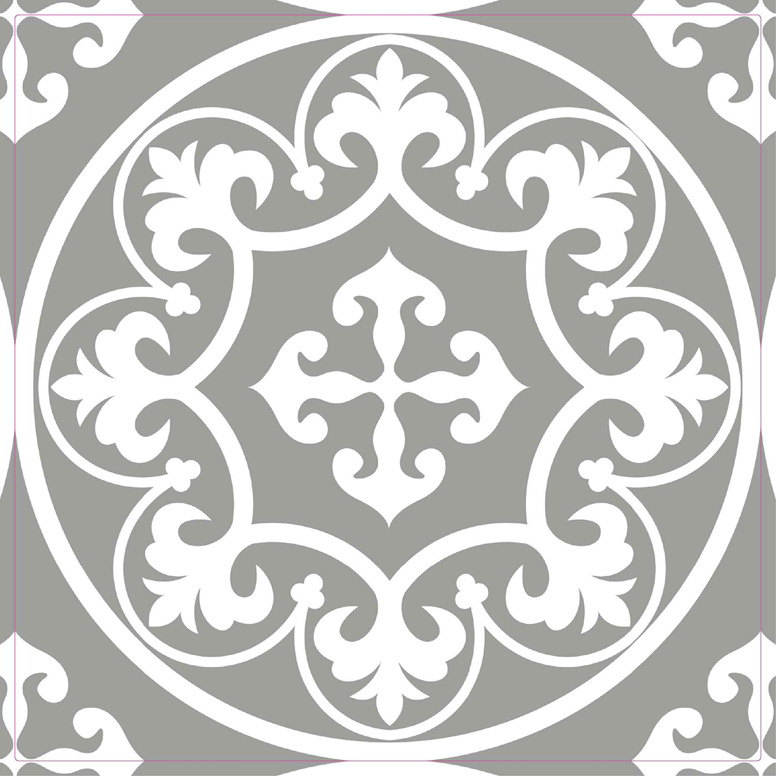 Grey Tile Stickers Victorian Morrocan Modern self Adhesive wall Art Decor transfers-Bathroom backsplash Kitchen splashbacks Floral Decals Peel and Stick (Grey Modern 8, 6 inch) Pack of 10