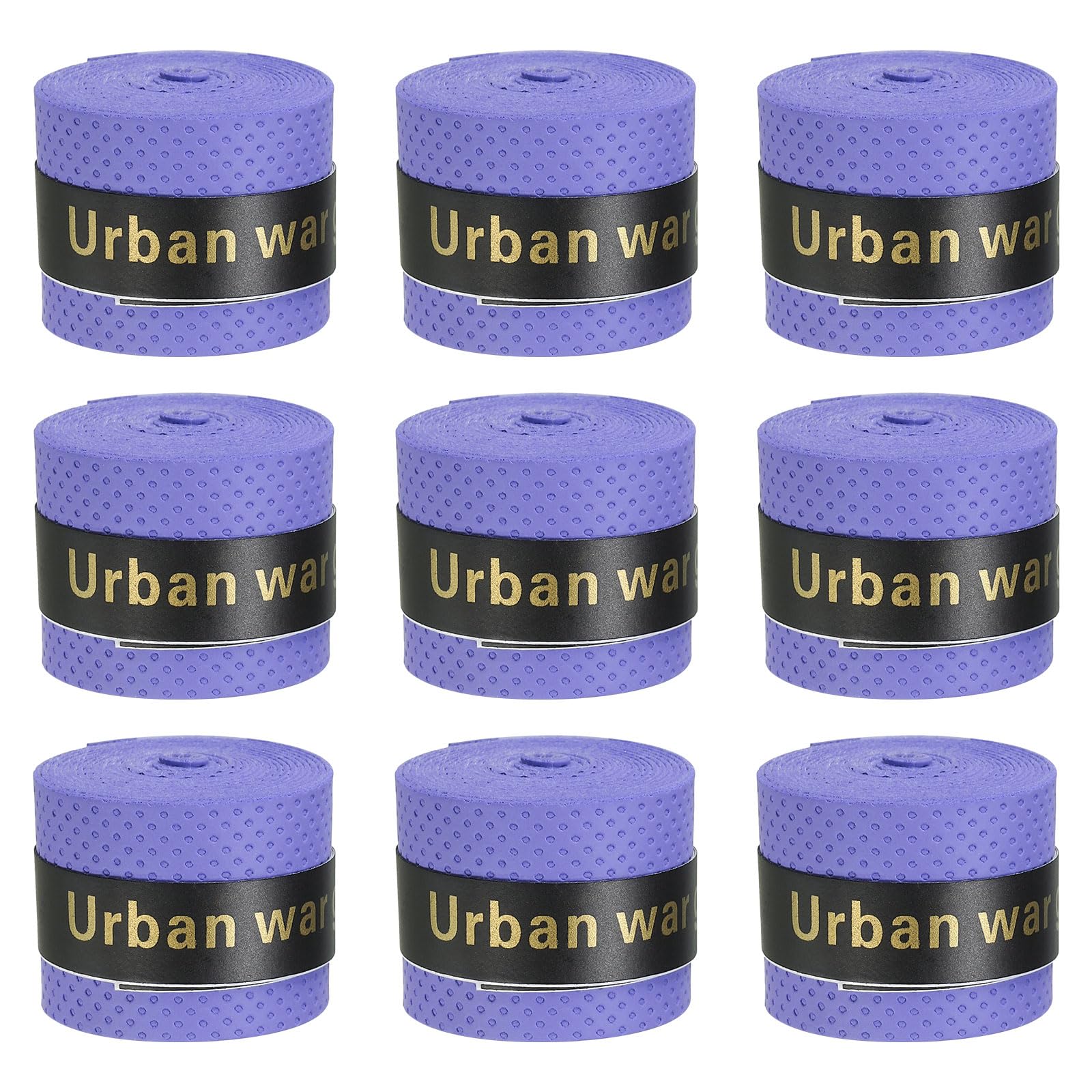 PATIKIL 43.3" Tennis Racket Grip Tape, 9 Pack PU Overgrip Round Groove Non-Slip Absorb Sweat for Badminton Fishing Rod, Purple