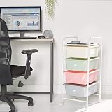 VonHaus Storage Trolley 4 Drawer Pastel with 360° Wheels Chrome Frame view 3