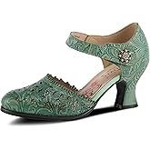 Spring Step L'Artiste Visionary Pump Shoes for Women | French Inspired Hand Painted Leather D'Orsay High Heels for Women with Ankle Strap