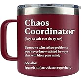 WECACYD Chaos Coordinator Gifts for Women - Galentine Valentine Gifts for Friend, Teacher Promotion Retirement Birthday Gift for Women, Coworkers, Boss, Employee, Social Worker, Nurse - 14oz Mug Red