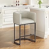 VATROS 24.4" H Counter Height Bar Stools, Modern Barrel Counter Stools with Backrest and Arms, Faux Leather Upholstered Accen