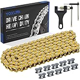 YOXUFA 420 Chain 132 Links Replacement for 110cc 125cc 70cc 50cc SSR TaoTao Apollo Coolster Kazuma Pit Dirt Bike ATV 4 Wheel Predator 212 Coleman CT200U Baja MB200 Mini Bike Go Kart Gold Parts