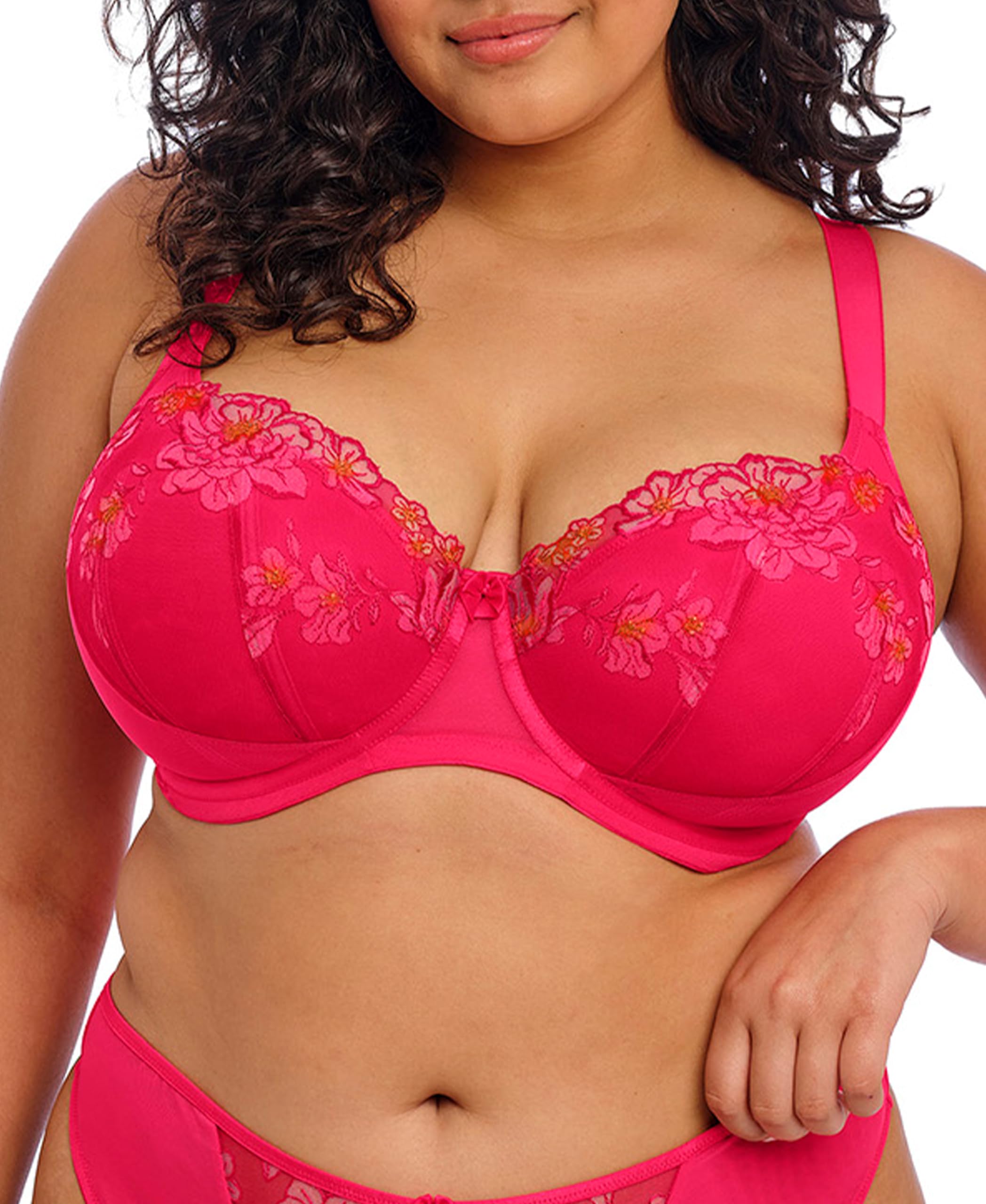 Elomi Women’s Teagan Underwire Padded Half Cup Bra, Azalea, 42FF
