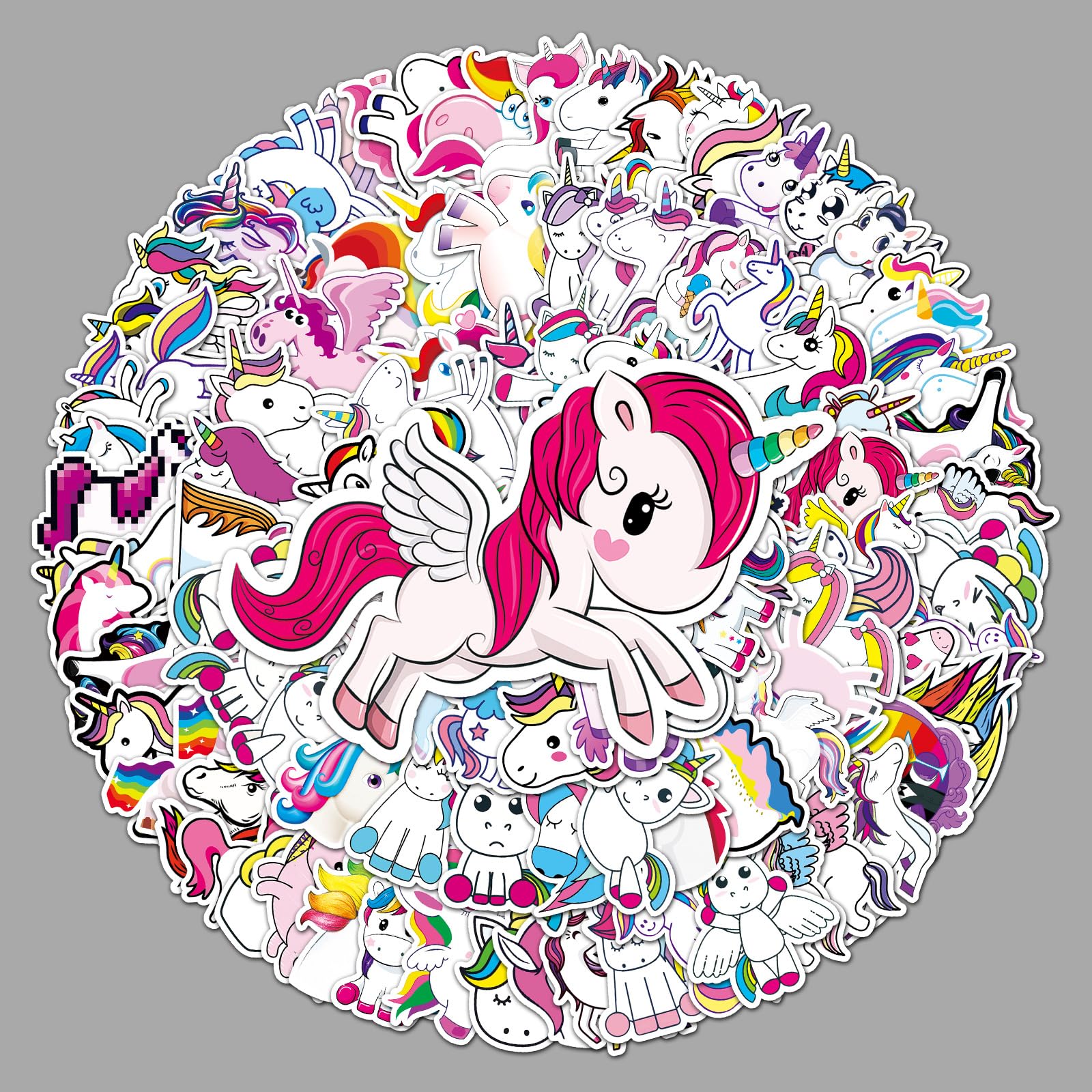 Unicorn Stickers 100Pcs for Water Bottles Laptop Computer Skateboard, Cute Sticker Gift for Kids Teens Waterproof