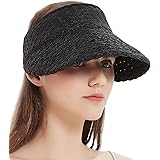 Bellivera Sun Hat Women Straw Visor Wide Brim UV Protection Beach Summer Packable Sunhat