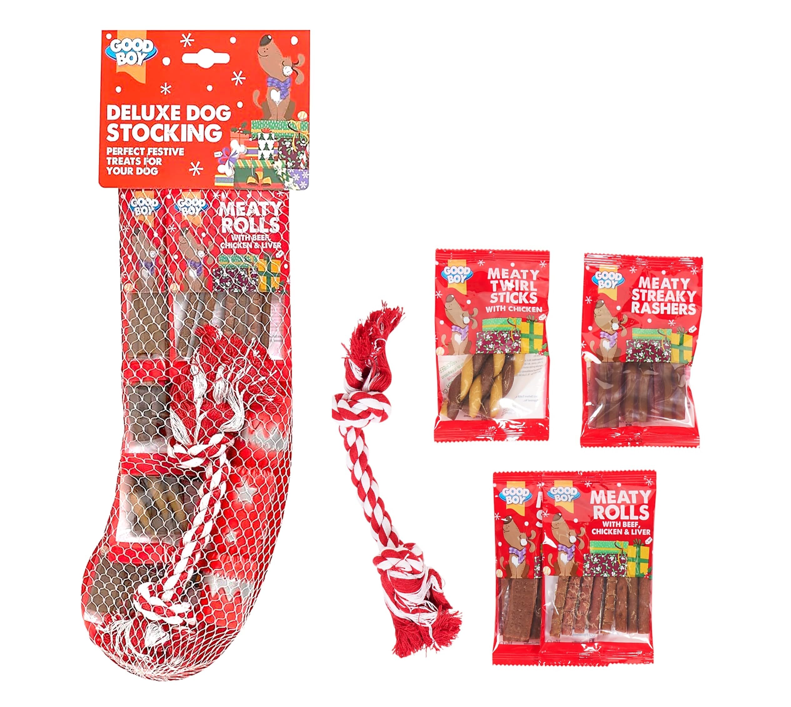 Dog Christmas Stocking - Good Boy Deluxe Dog Treats and Toys Stocking