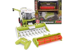 Toyland® 31cm (12") Remote Control Combine Harvester with Lights, Sound & Smoke Effect - 2 Harvesting Attachments Included - Farming Toys - 1:24 Scale