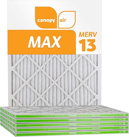16x20x1 Canopy Filters MERV 13 15 1/2" x 19 1/2" x 3/4" Box of 6