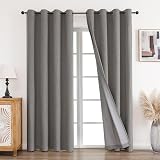 CUCRAF 100% Blackout Curtains Charcoal Grey 52 x 90 Inches 2 Panels