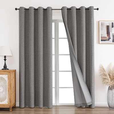 CUCRAF 100% Blackout Curtains Charcoal Grey 52 x 90 Inches 2 Panels