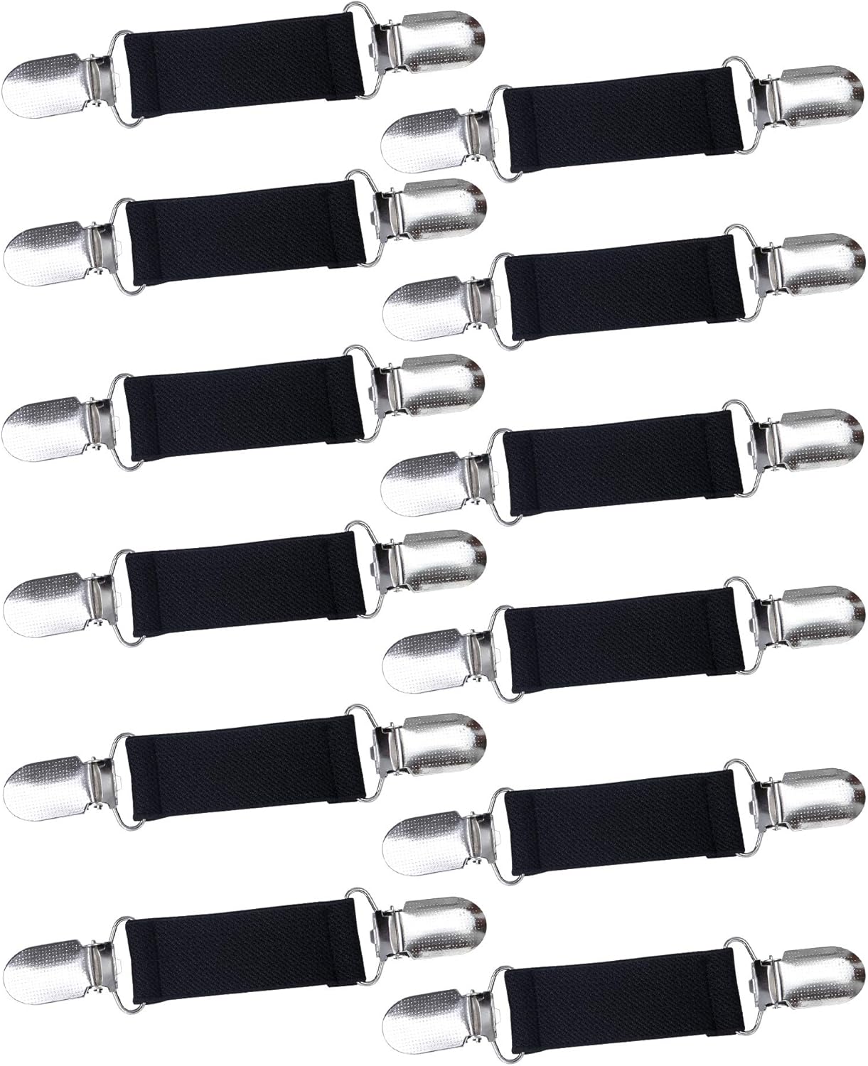 Ruisita 12 Pieces Fashion Fit Dress Clips Stainless Steel Elastic Clip Garments
