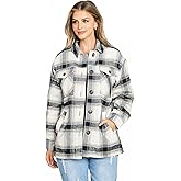 Love Tree Women's Cozy Soft Sherpa Coat Plaid Shacket
