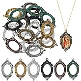 COHEALI Alloy Oval Bezel Pendant Trays 1.57X0.78In Blank Jewelry Blanks for Diy Craft Necklaces Bracelets Charms Making