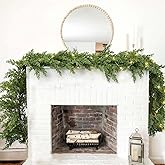 Gomat Christmas Pine Garland Clearance, 6ft Christmas Greenery Garland Realistic Spruce Leaves Artificial Cedar Leaves for Holiday Mantel Fireplace Table Centerpiece Home Decoration