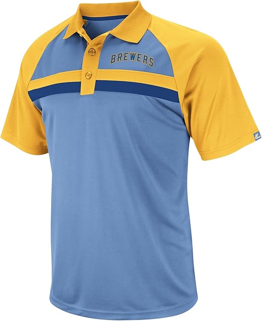 Amazon.com : MLB Men's Milwaukee Brewers Absolute Speed Alternate 3 Button Synthetic Raglan Polo 