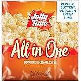 JOLLY TIME All in One Popcorn Kit, Portion Packets with Kernels, Oil and Salt for Movie Theater or Air Popper Machines (24 pack, 6oz Kettle)