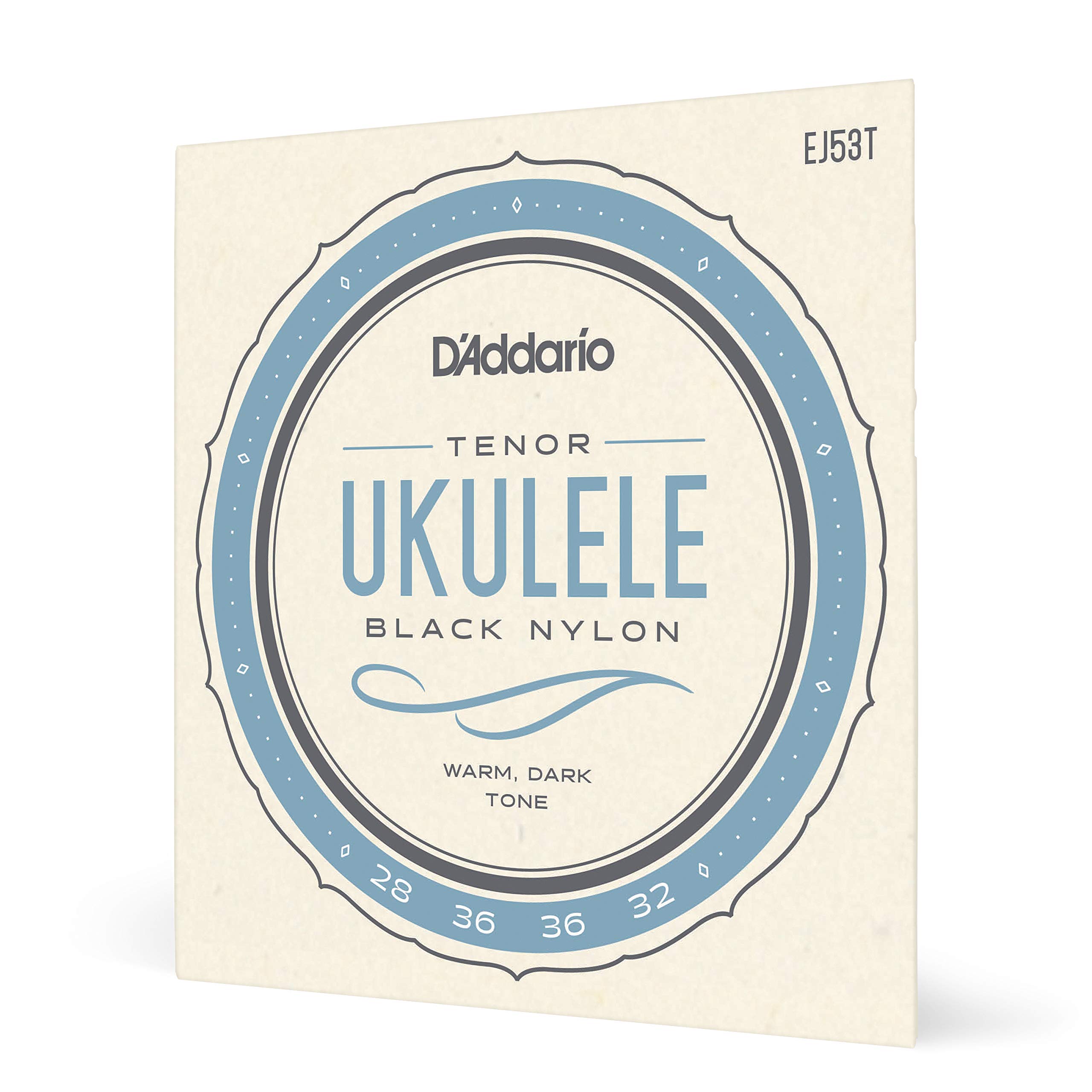 D'Addario Tenor Ukulele Strings, Black Nylon, EJ53T, 4-String Set, Pack of 1