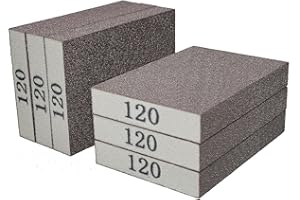 SACKORANGE 6 Pack 120 Grit Hand Sanding Block, Washable and Reusable Sanding Sponge Great for Pot Brush Pan Brush Sponge Brush Glasses Sanding Wood Sanding Metal Sanding (120 Grit)