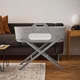 Snuz SnuzBaskit Moses Basket with Mattress and Stand Light Grey Dove