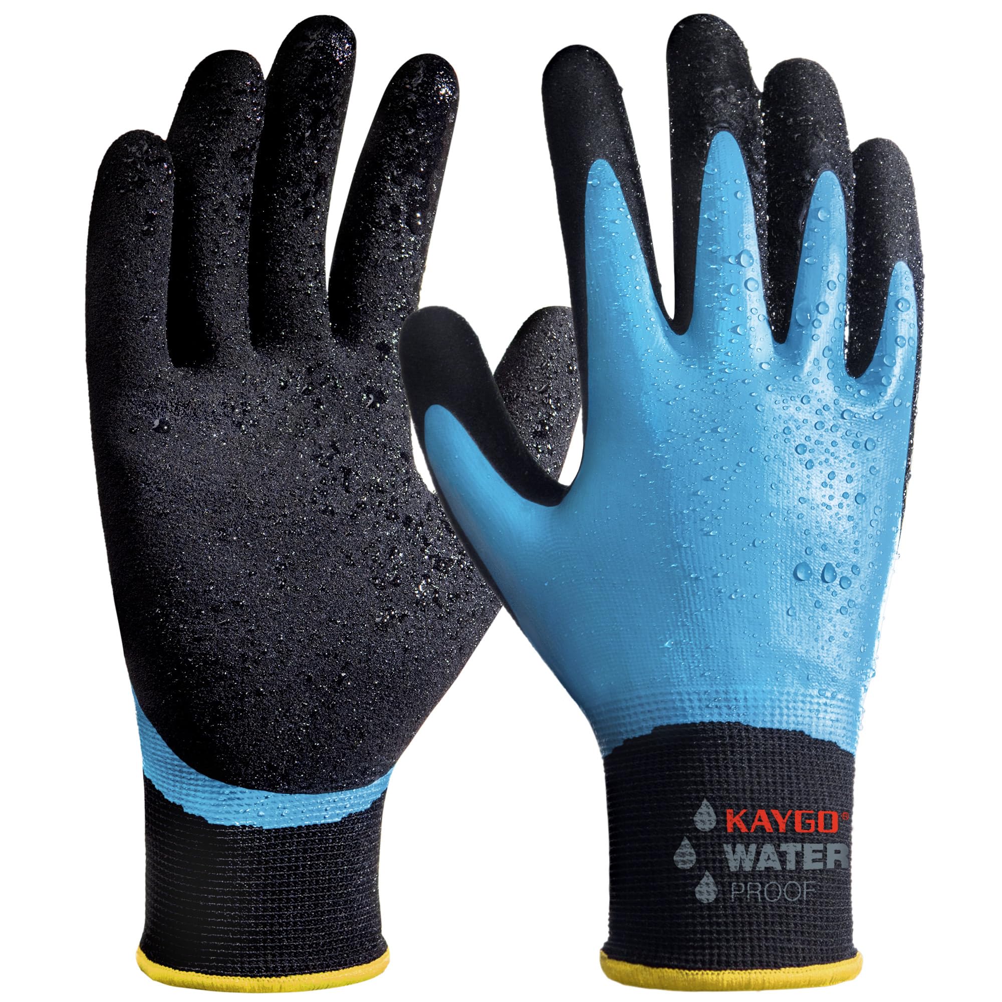 KAYGO Waterproof Work Gloves for Men and Women with Insulated Double Latex Coated, Non-Slip Super Grip for Gardening Car Washing Fish Cleaning (Sky Blue, L, 1 Pair) — image 1