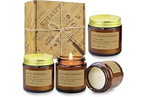 YINUO LIGHT 4 Pack Candles for Home Scented Candles Clearance, Aromatherapy Candle Gifts for Women, Natural Soy Wax Long Lasting Amber Jar Candles Set, Gifts for Birthday, Valentine's, Mother's, Anniversary