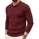 MAGNIVIT Mens Long Sleeve Knit Polo Shirts Casual Raglan Sleeve Sweater 2-Button Down Anti-Pilling Golf Shirts