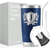 Onebttl Personalized Gifts for Men with Initials, Mens Gift Ideas, Unique Thoughtful Birthday Christmas Gifts for Men, Navy Blue, 20oz, J