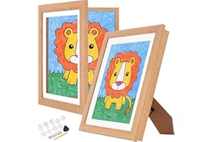Veelot 2PK Kids Art Frames 8.5x11 Front Opening Changeable Kids Artwork Frames Great for Kids Drawings Storage Frames Children Art Projects Schoolwork Crafts Hanging Art Wall Decor (Light Wood)