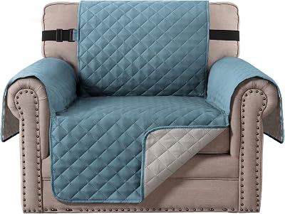 BellaHills Reversible Sofa Cover Armchair Slipcover Smoke Blue Grey