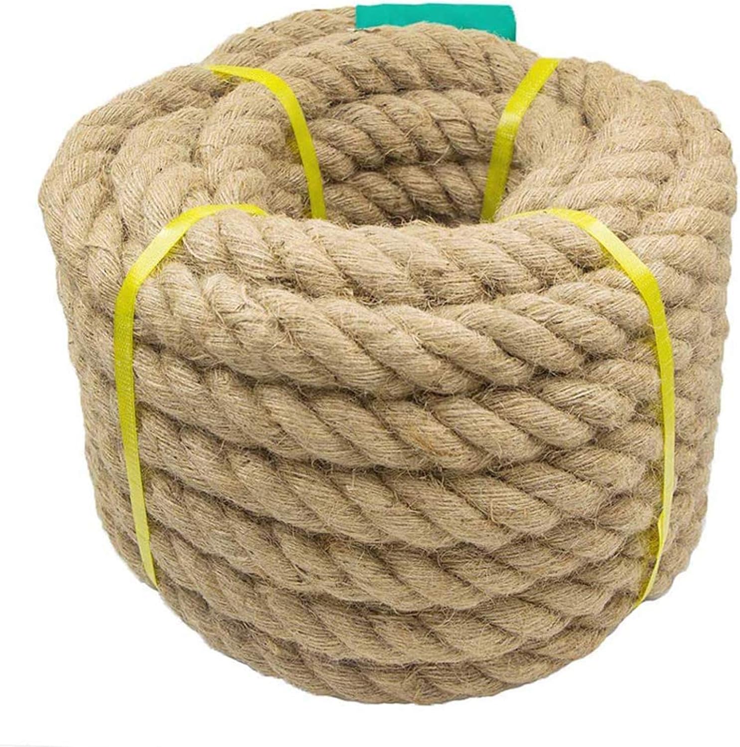 Aoneky Jute Rope - 1.18/1.5 Inch Twisted Hemp Rope for Crafts, Climbing, Anchor, Hammock, Nautical, Cat Scratching Post, Tug of War, Decorate (1 inch x 48 Feet) - - 