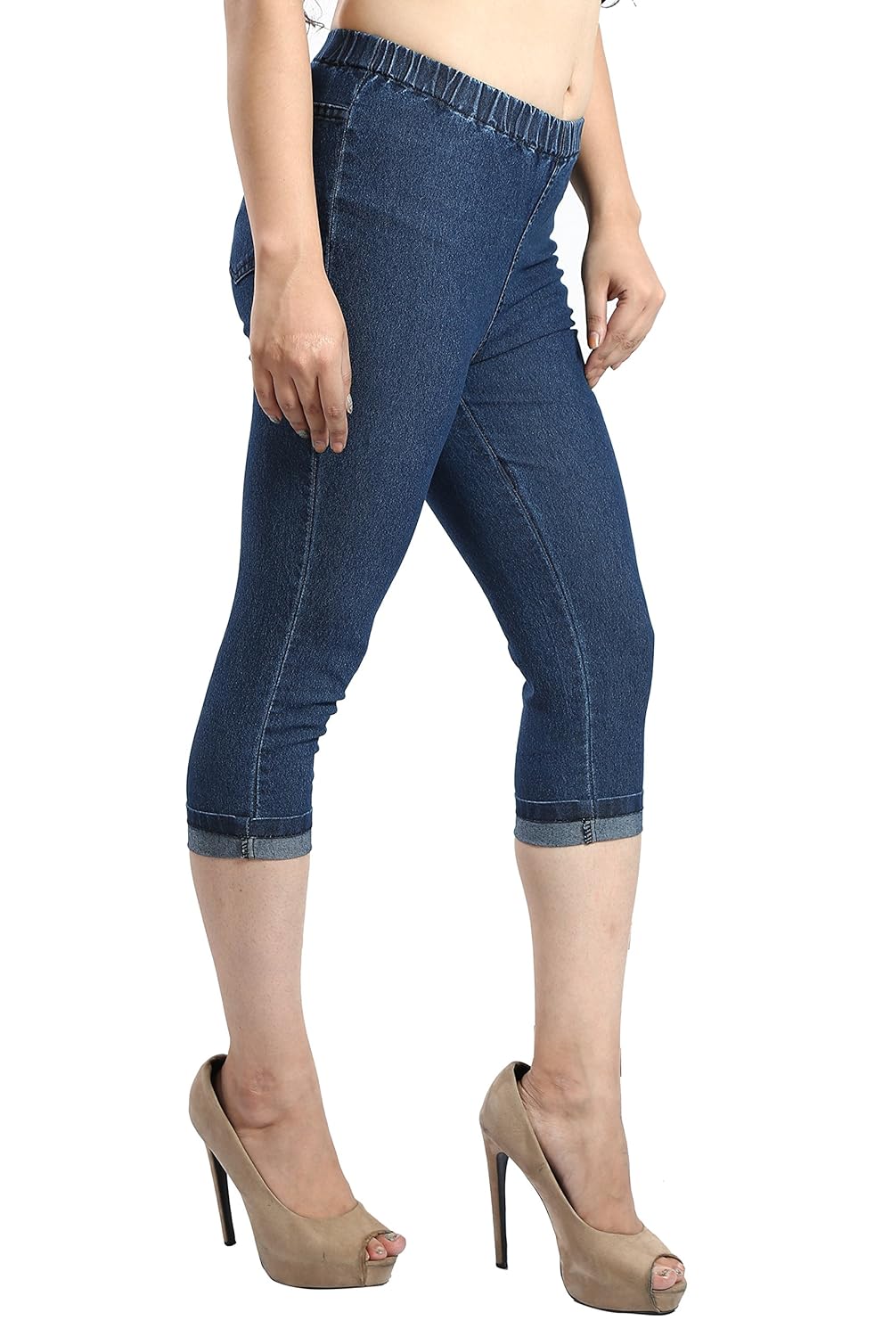 fck-3 women's slim fit stretchable denim capri jegging